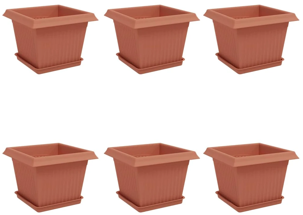 Augalų vazonai 6 vnt. Raudona plyta Plastmasė