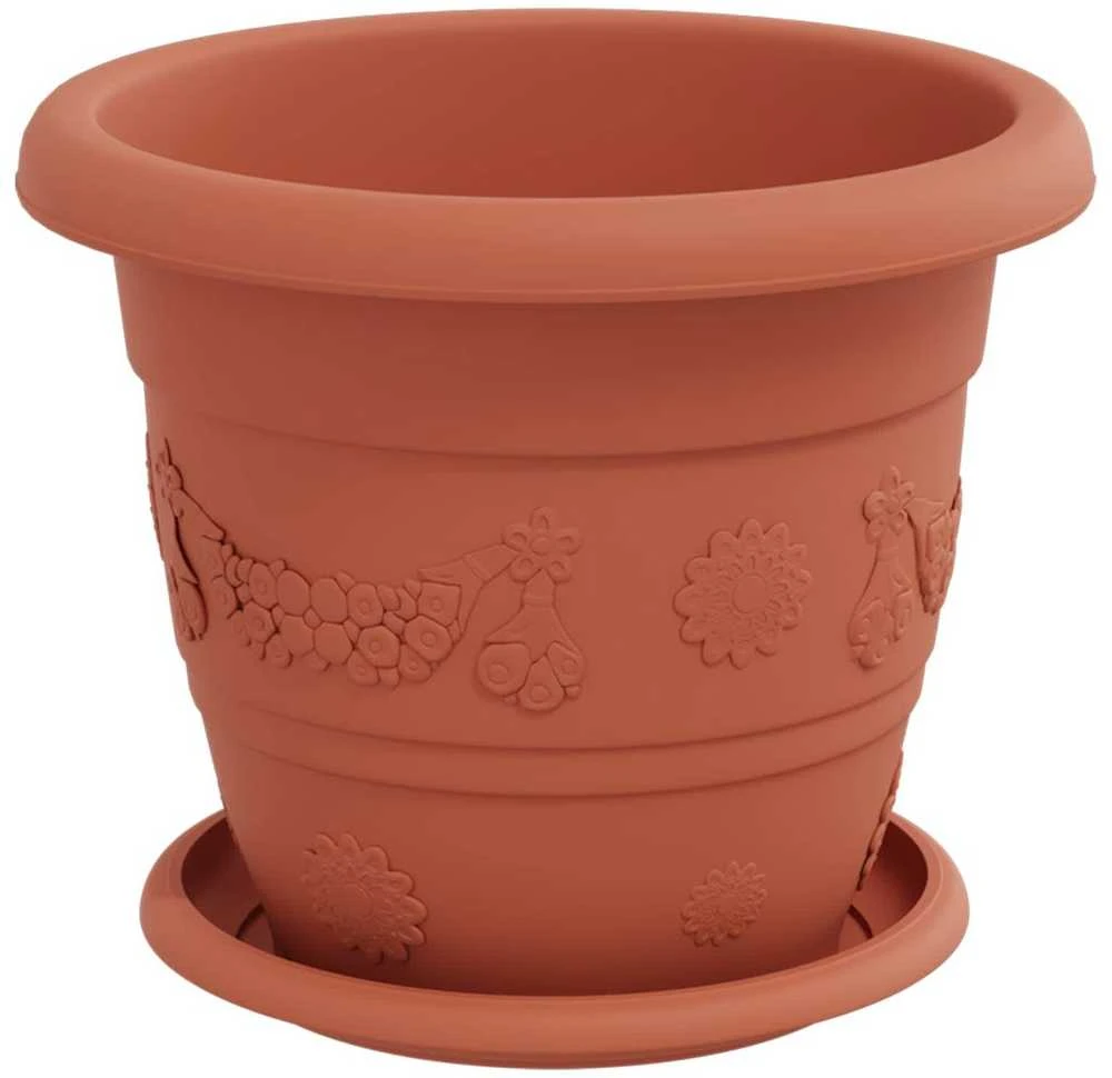 Augalų vazonai 6 pcs Raudona plyta Ø 26 x 21.5 cm Plastmasė