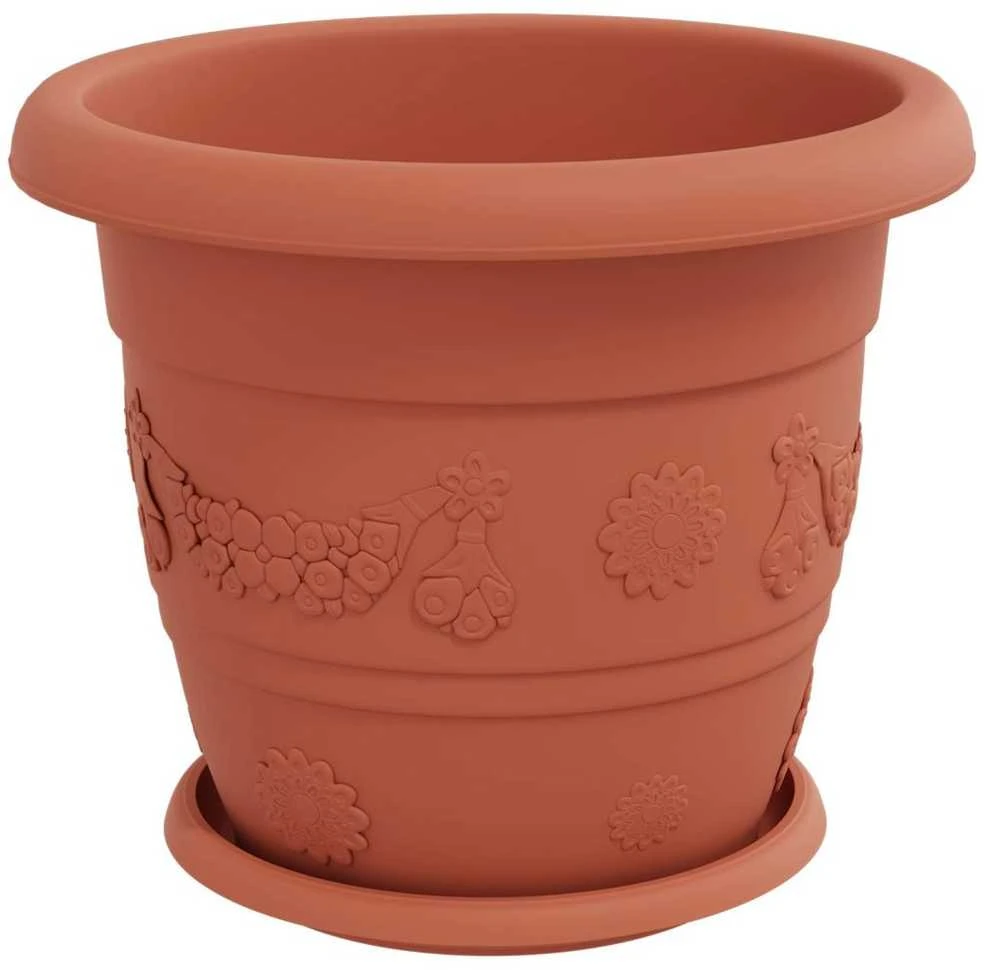 Augalų vazonai 6 pcs Raudona plyta Ø 26 x 21.5 cm Plastmasė