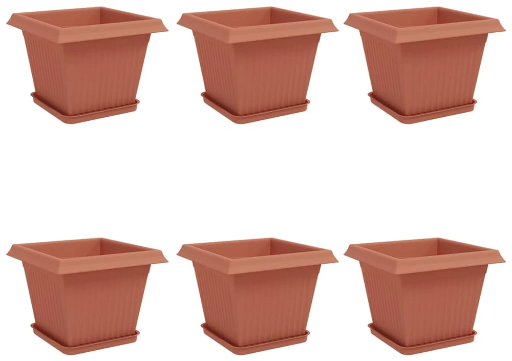 Augalų vazonai 6 vnt. Raudona plyta Plastmasė
