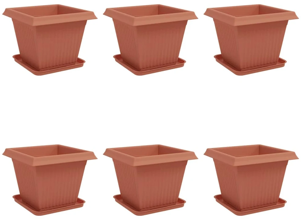 Augalų vazonai 6 vnt. Raudona plyta Plastmasė