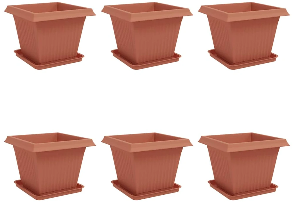 Augalų vazonai 6 vnt. Raudona plyta Plastmasė