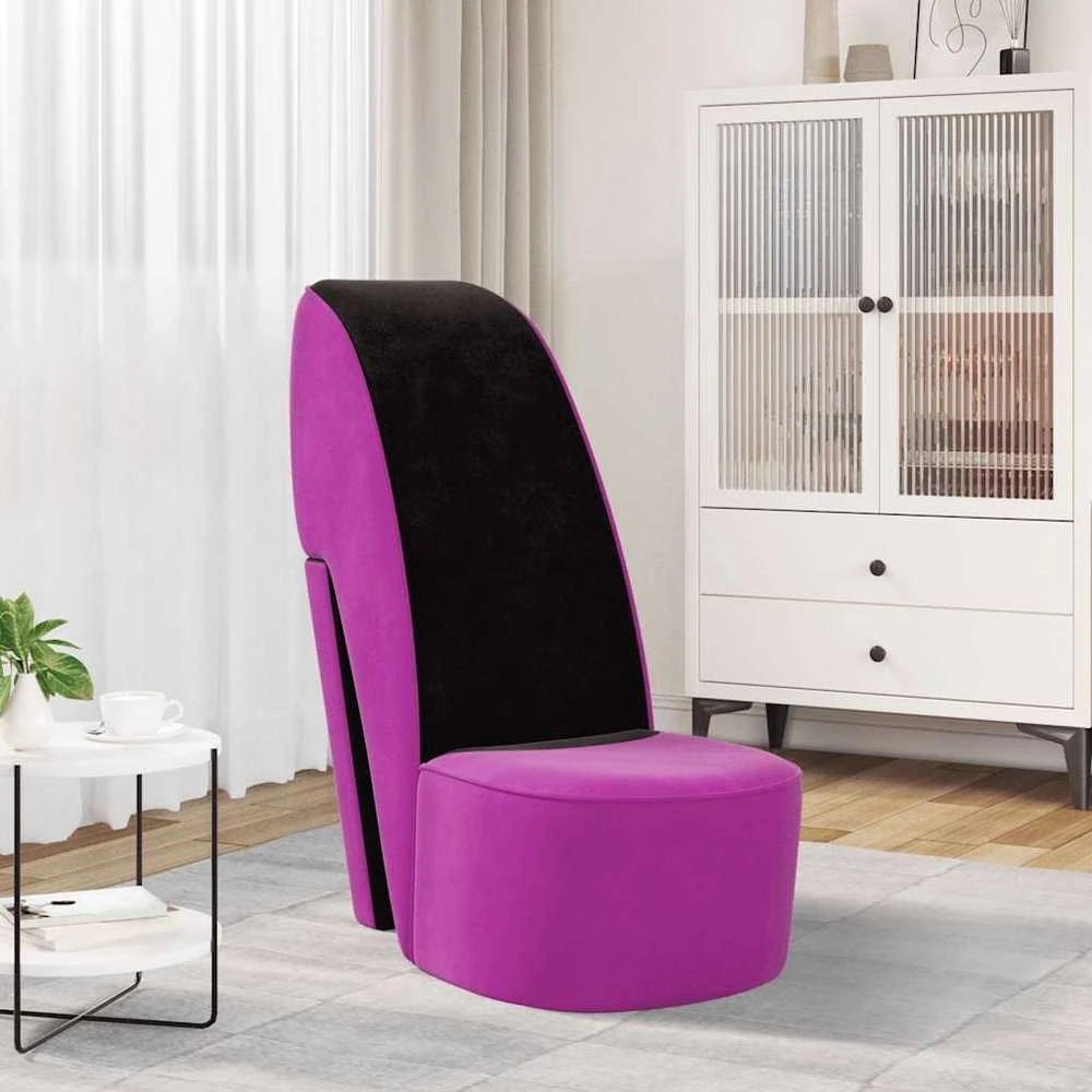 Fotelis Aukštakulnio formos kėdė, violetinės spalvos, aksomas
