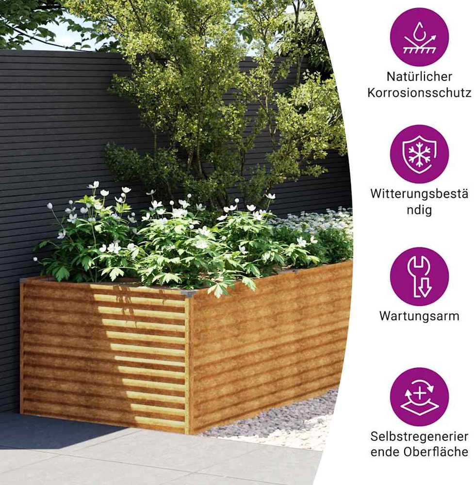 Aukštas sodo lovelis, 479x100x69cm, Corten plienas