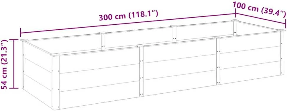 Aukštas sodo lovelis, pilkos spalvos, 300x100x54cm, WPC