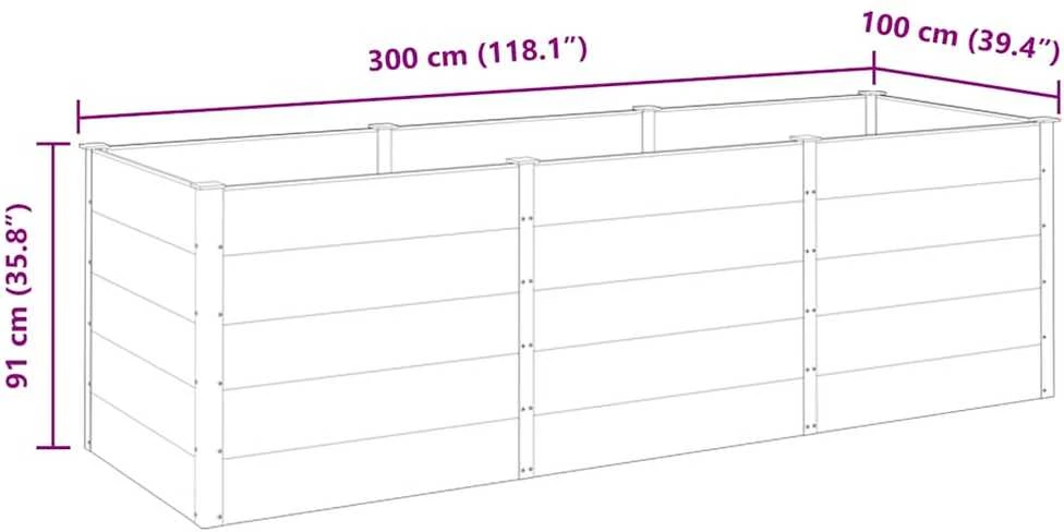 Aukštas sodo lovelis, pilkos spalvos, 300x100x91cm, WPC