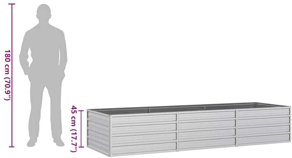 Aukštas sodo lovelis, sidabrinis, 240x80x45cm, plienas