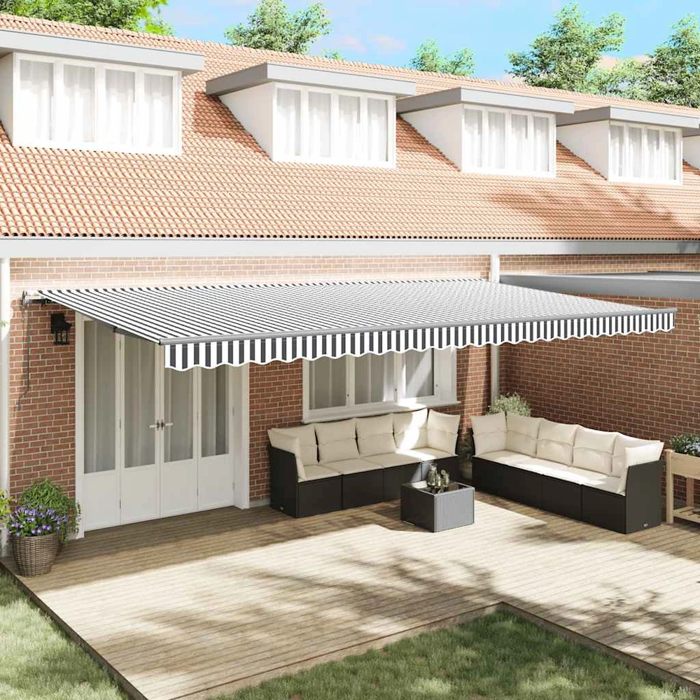 Automatinė ištraukiama markizė, antracito ir baltos spalvos, 600x300 cm