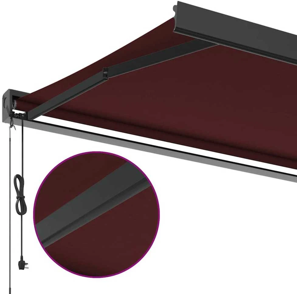Automatinė ištraukiama markizė, bordo spalvos, 350x250cm