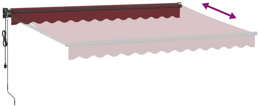 Automatinė ištraukiama markizė, bordo spalvos, 350x250cm