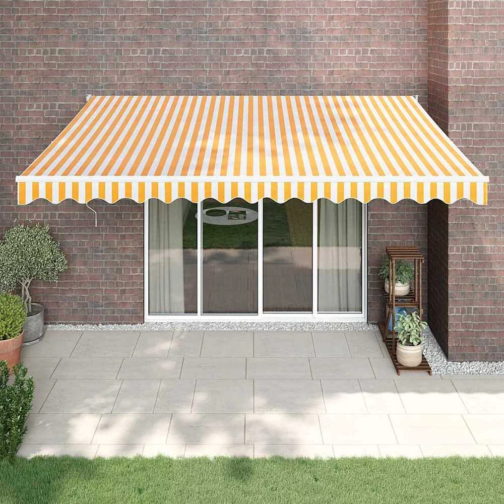 Automatinė ištraukiama markizė, geltona ir balta, 4x3m