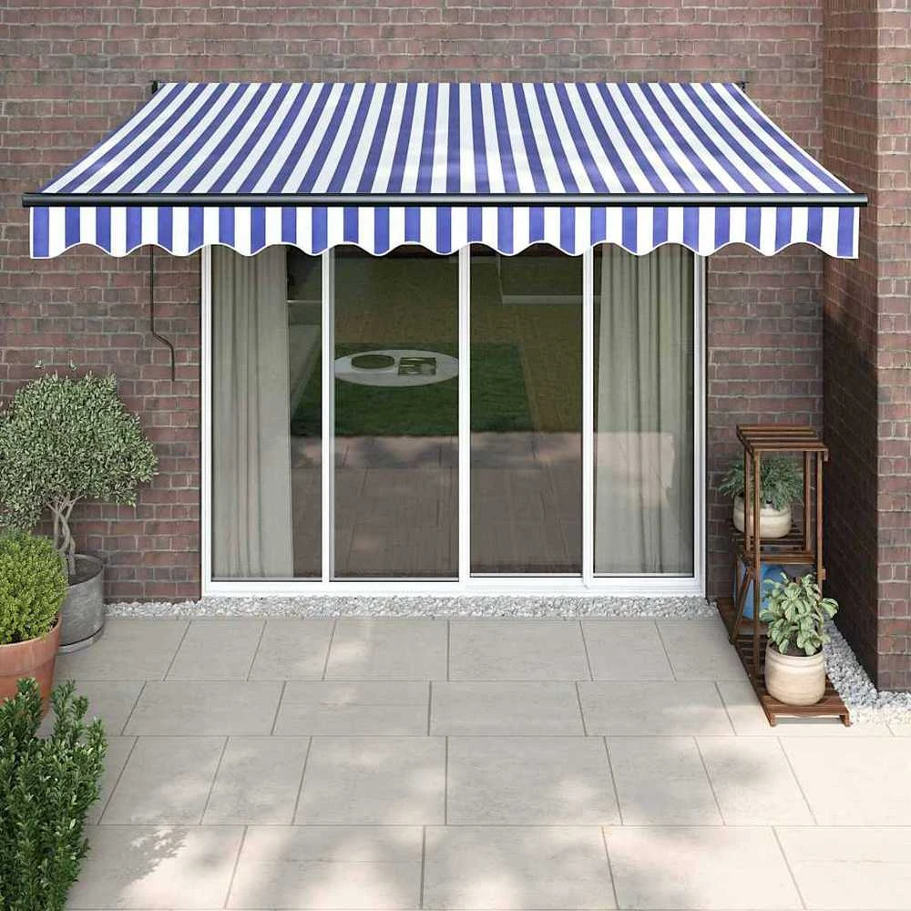 Automatinė ištraukiama markizė, mėlyna ir balta, 3,5x2,5m