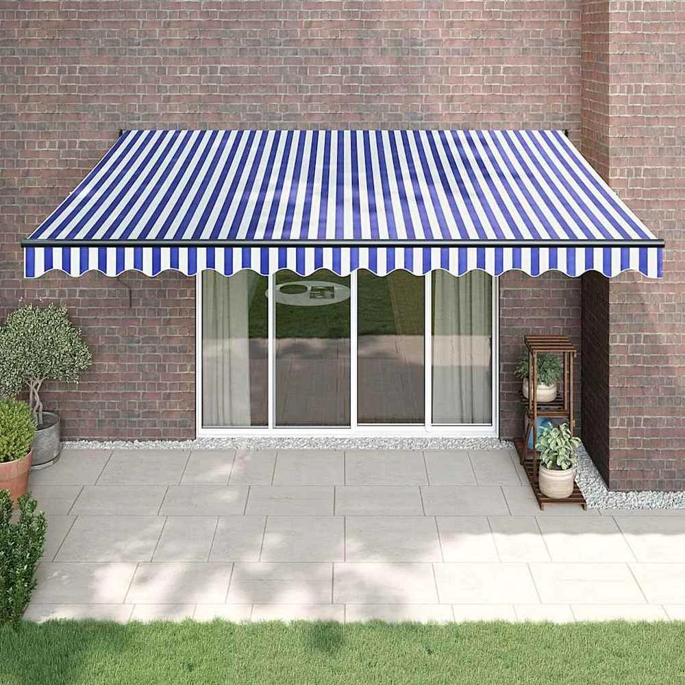 Automatinė ištraukiama markizė, mėlyna ir balta, 4x3m