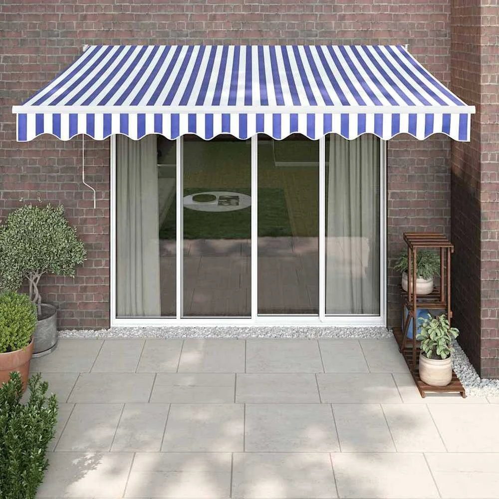 Automatinė ištraukiama markizė, mėlyna ir balta, 3x2,5m