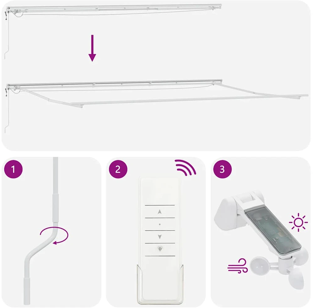 Automatinė ištraukiama markizė su LED, antracito ir baltos spalvos, 600x300 cm