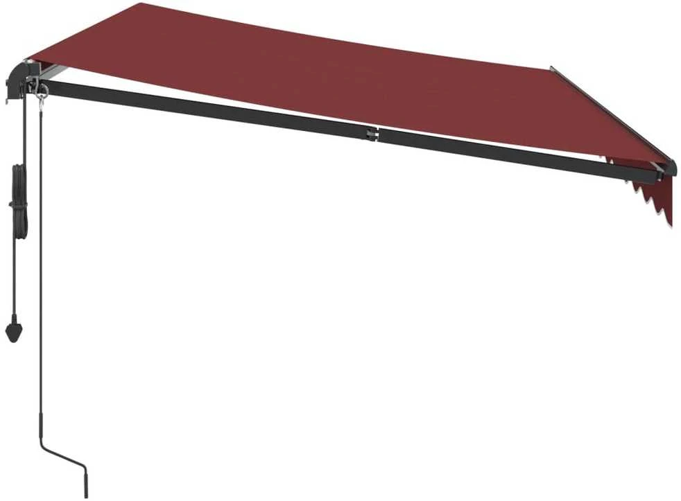 Automatinė ištraukiama markizė su LED, bordo spalvos, 350x250cm