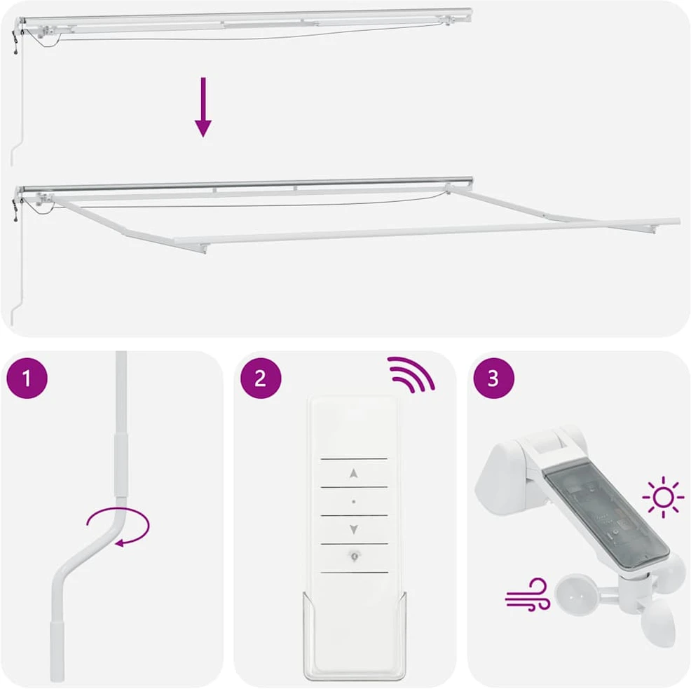 Automatinė ištraukiama markizė su LED, bordo spalvos, 400x300cm
