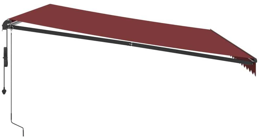 Automatinė ištraukiama markizė su LED, bordo spalvos, 500x350cm