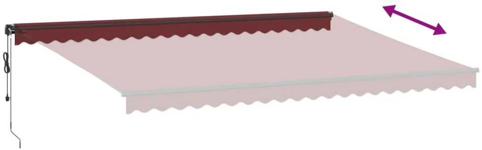 Automatinė ištraukiama markizė su LED, bordo spalvos, 500x350cm