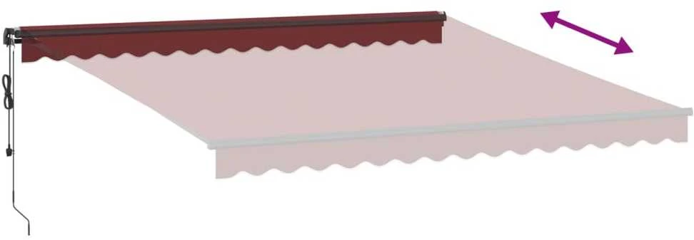 Automatinė ištraukiama markizė su LED, bordo spalvos, 400x350cm