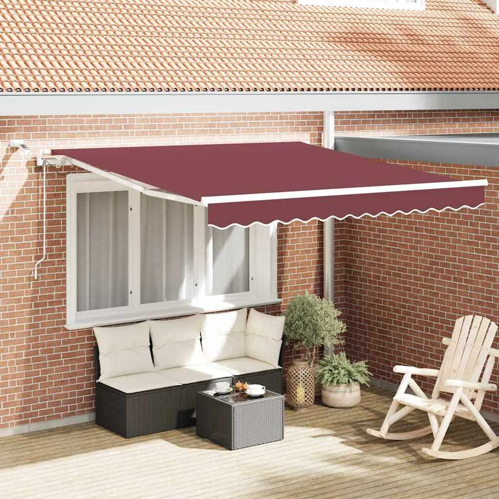 Automatinė ištraukiama markizė su LED, bordo spalvos, 300x250cm
