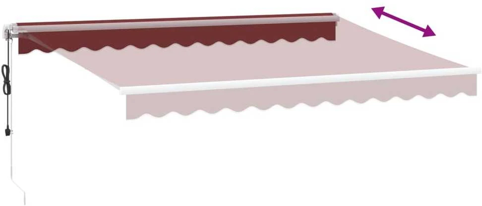 Automatinė ištraukiama markizė su LED, bordo spalvos, 350x250cm