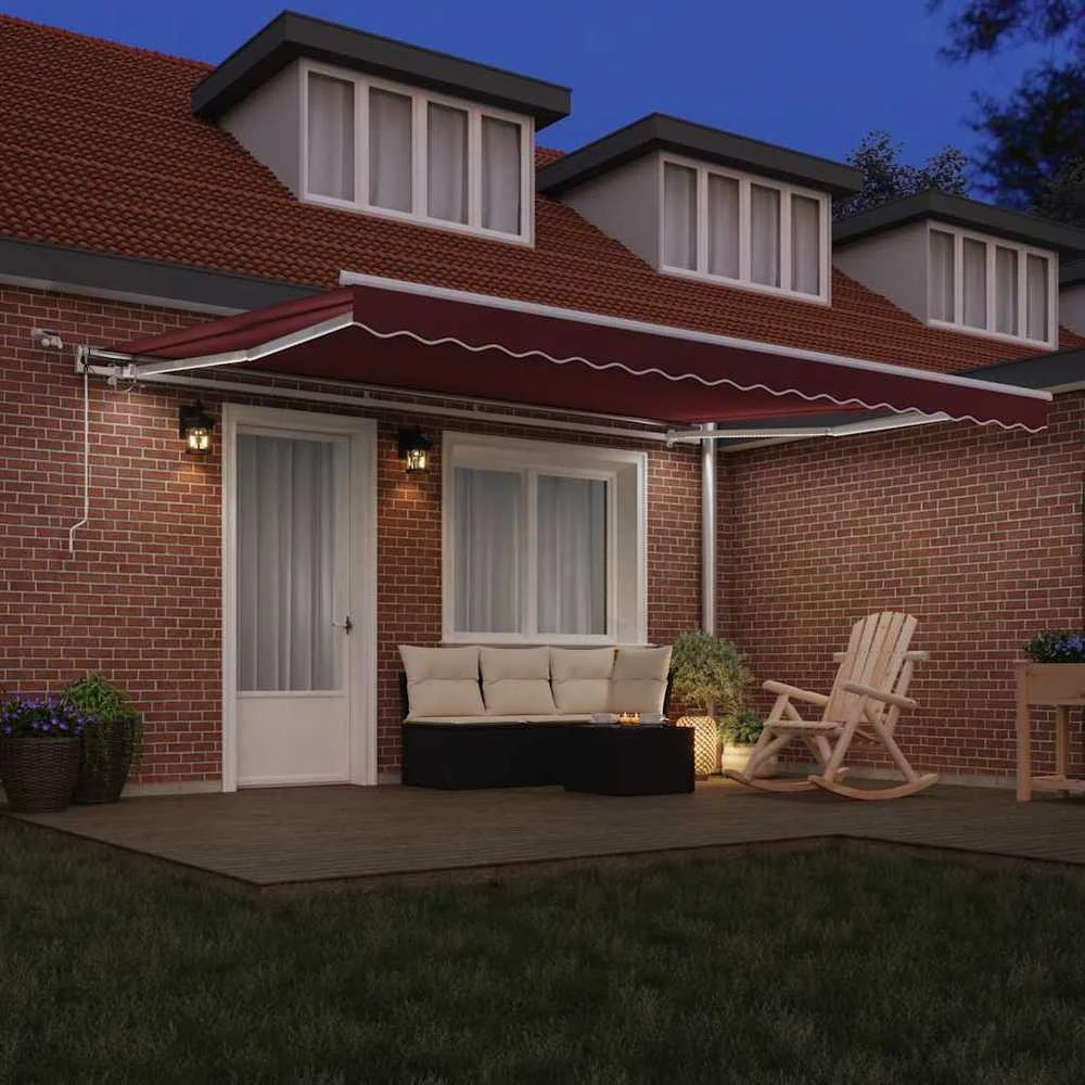 Automatinė ištraukiama markizė su LED, bordo spalvos, 450x300cm