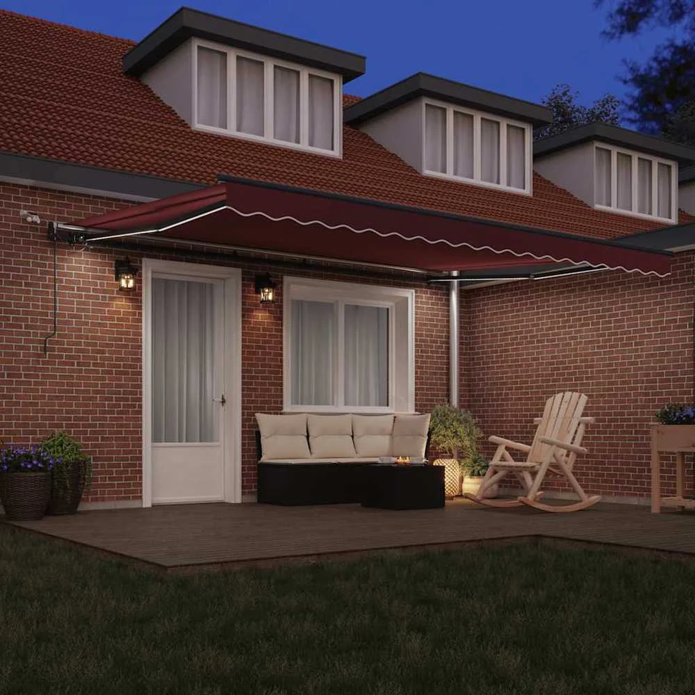 Automatinė ištraukiama markizė su LED, ruda, 450x300cm