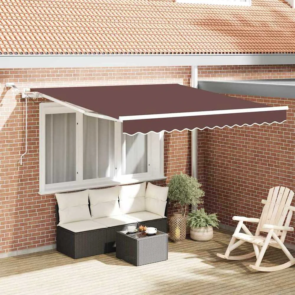 Automatinė ištraukiama markizė su LED, ruda, 300x250cm