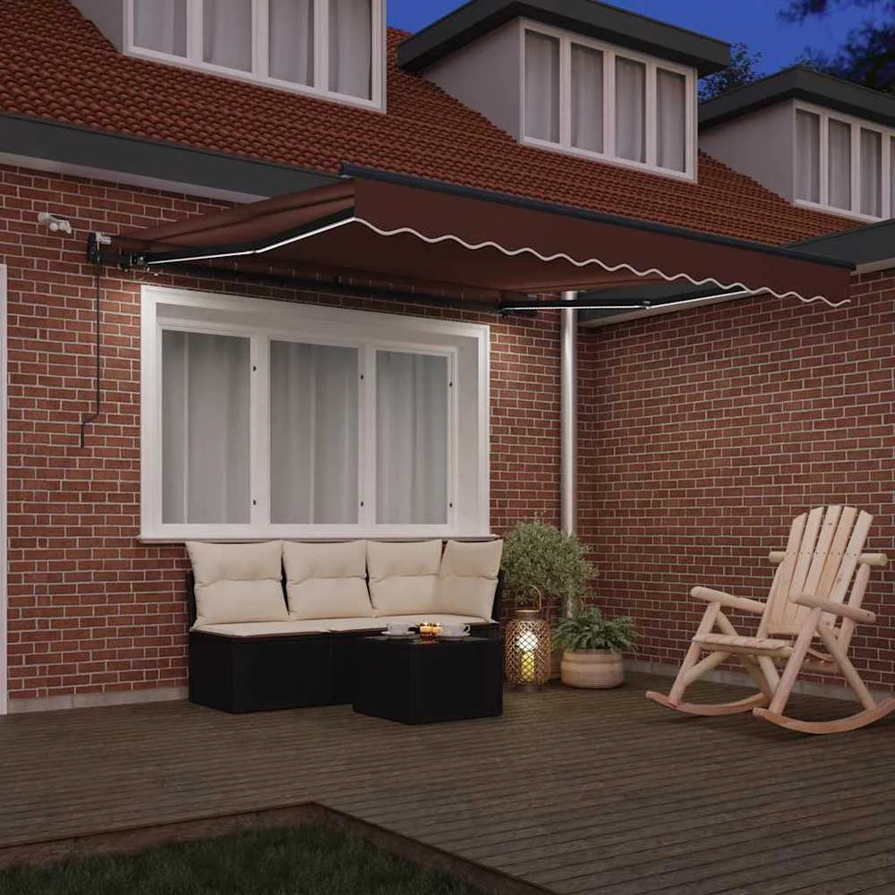 Automatinė ištraukiama markizė su LED, ruda, 300x250cm