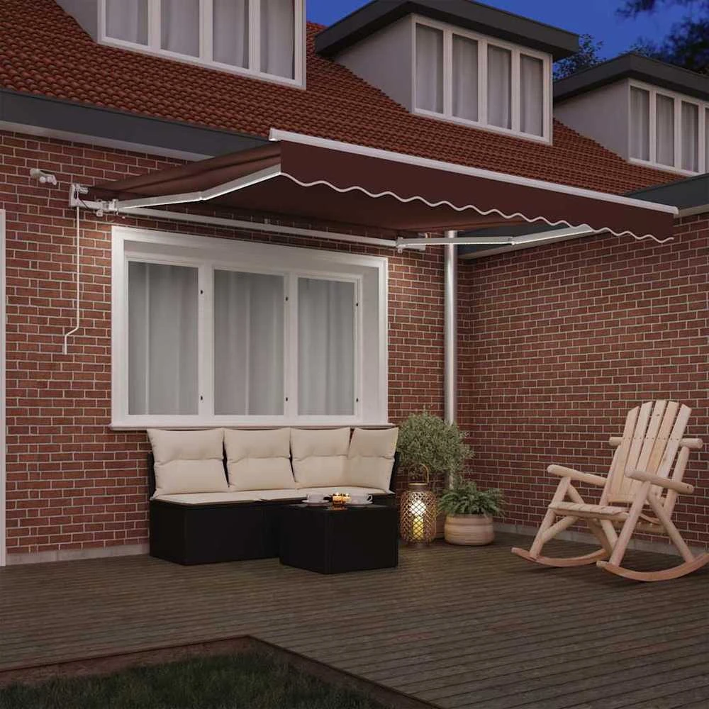Automatinė ištraukiama markizė su LED, ruda, 300x250cm