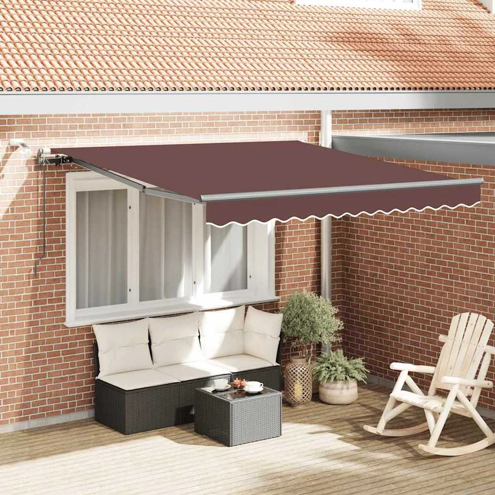 Automatinė ištraukiama markizė su LED, ruda, 300x250cm