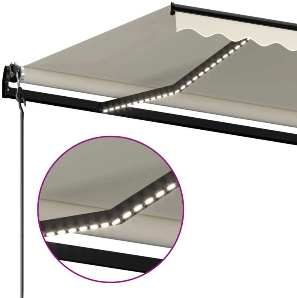 Automatinė markizė su LED/vėjo jutikliu, kreminė, 450x350cm