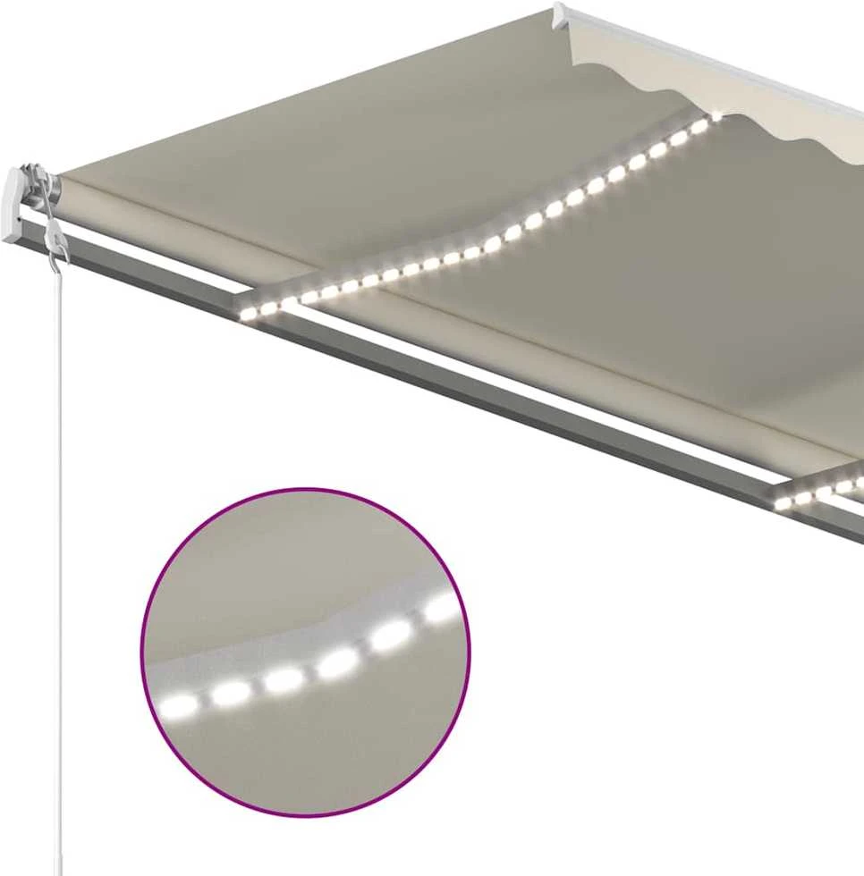 Automatinė markizė su LED/vėjo jutikliu, kreminė, 300x250cm