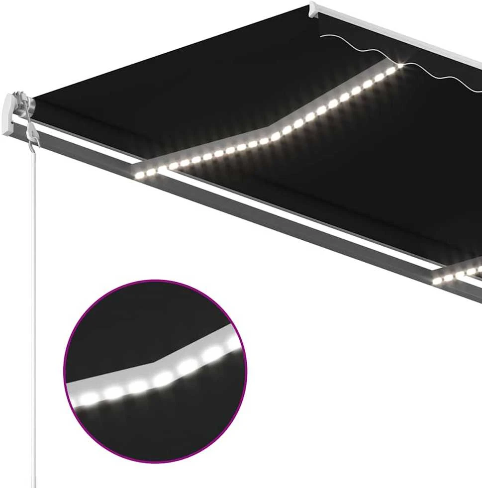 Automatinė markizė su LED/vėjo jutikliu, antracito, 350x250cm