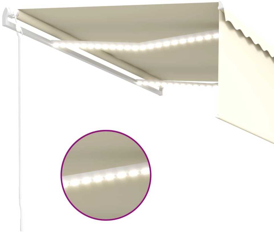 Automatinė markizė su uždanga/LED/vėjo jutikliu, kreminė, 4x3m