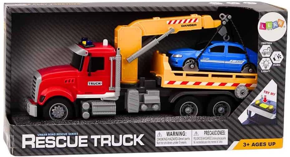 Lean Toys Raudonas evakuatorius su kranu