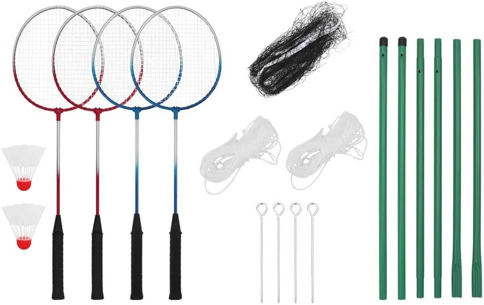 Badmintono rinkinys su 4 raketėmis ir tinkleliu, 620x151cm