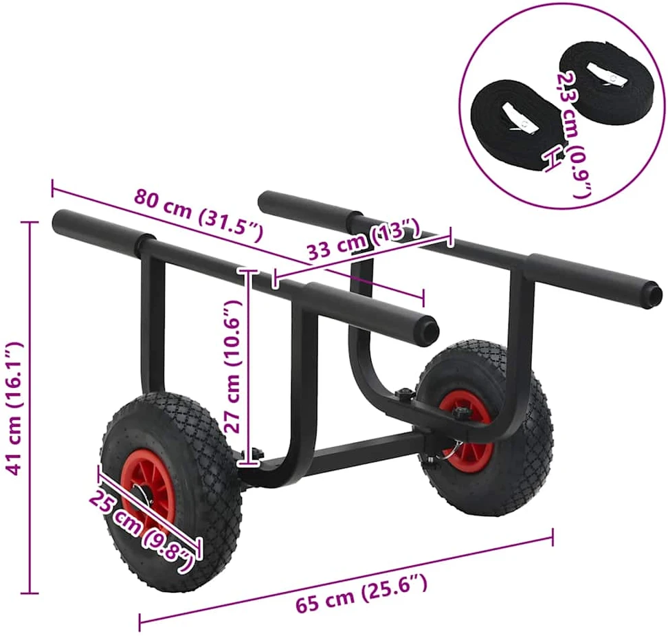 Baidarės vežimėlis, aliuminis, 90kg