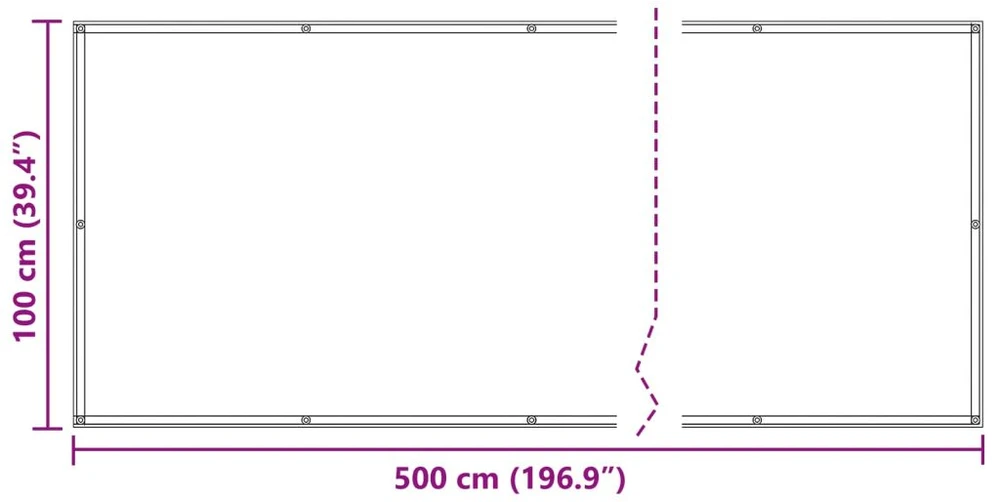 Balkono Ekranas 100 x 500 cm Oksfordo audinys Stačiakampio