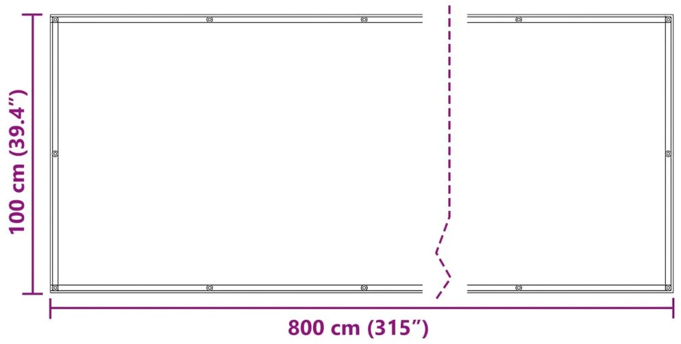 Balkono Ekranas 100 x 800 cm Oksfordo audinys Stačiakampio
