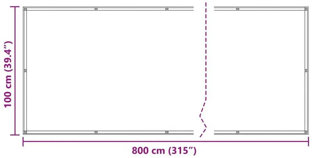 Balkono Ekranas 100 x 800 cm Oksfordo audinys Stačiakampio