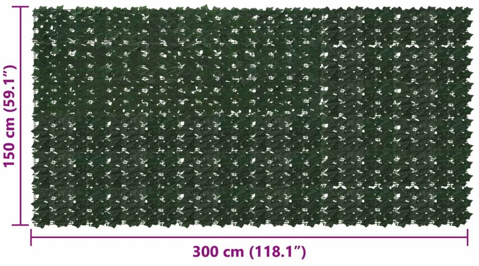 Balkono uždanga su lapais Tamsiai žalia 300 x 150 cm