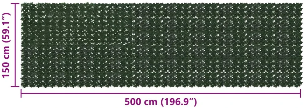Balkono uždanga su lapais Tamsiai žalia 500 x 150 cm