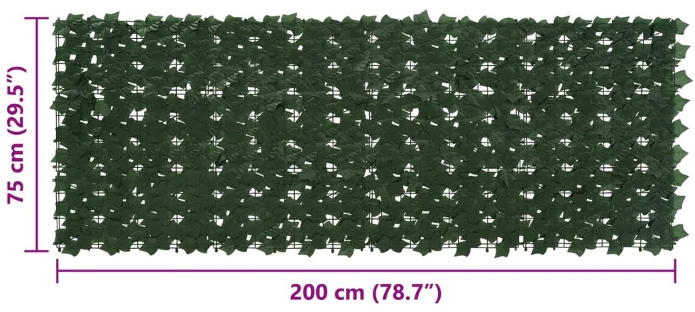 Balkono uždanga su lapais Tamsiai žalia 200 x 75 cm