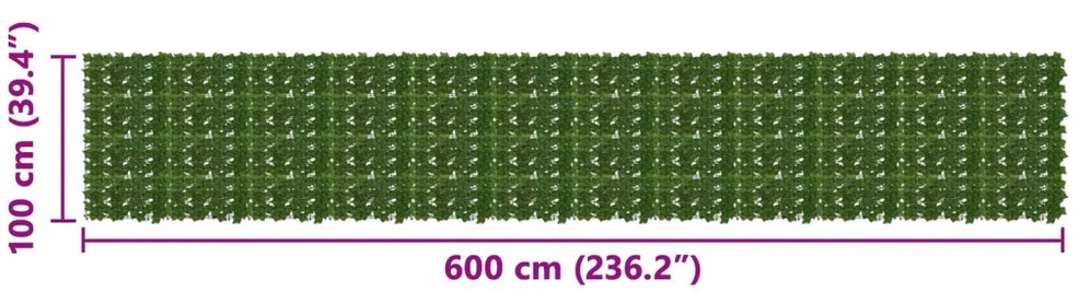 Balkono uždanga su lapais Žalia 600 x 100 cm