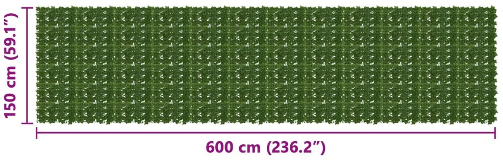 Balkono uždanga su lapais Žalia 600 x 150 cm