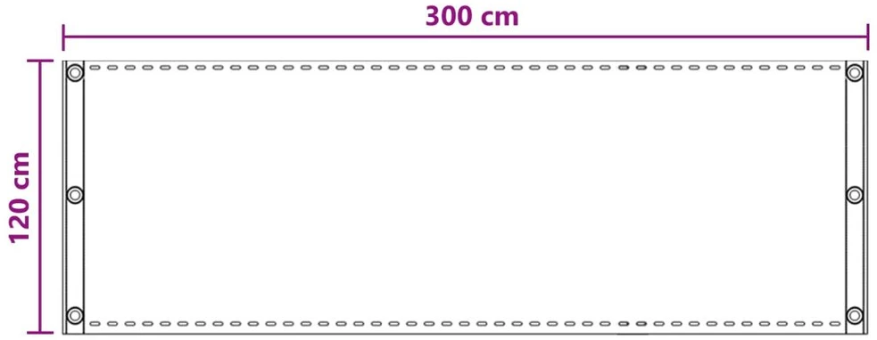 Balkono Ekranas Šviesiai pilka 120 x 300 cm HDPE ir aliuminis
