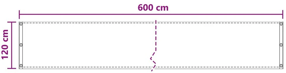 Balkono Ekranas Šviesiai pilka 120 x 600 cm HDPE ir aliuminis