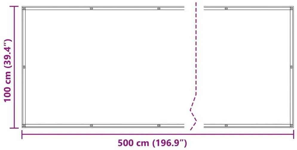 Balkono Ekranas 100 x 500 cm Oksfordo audinys Stačiakampio